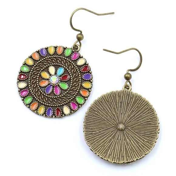 **BILLIE* Bronze x Multicolor Fashion Round Earrings - Picture 3 of 7